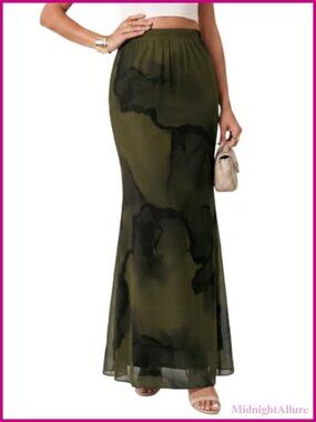 High Waist Mesh Bodycon Mermaid Long Maxi Skirt Women Night Out